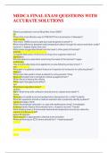 MEDCA FINAL EXAM QUESTIONS WITH ACCURATE SOLUTIONS