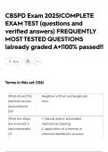 CBSPD Exam 2025&vert;COMPLETE EXAM TEST &lpar;questions and verified answers&rpar; FREQUENTLY MOST TESTED QUESTIONS &vert;already graded A&plus;&vert;100&percnt; passed&excl;&excl;