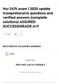Nur 2474 exam 1 2025 update &vert;comprehensive questions and verified answers &lpar;complete solutions&rpar; ASSURED SUCCESS&vert;GRADE A&plus;&excl;&excl;
