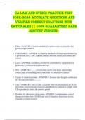 CA Law and Ethics PRACTICE TEST  2025&sol;2026 ACCURATE QUESTIONS AND  VERIFIED CORRECT SOLUTIONS WITH  RATIONALES &vert;&vert; 100&percnt; GUARANTEED PASS  <RECENT VERSION> 