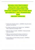 NEVADA CCW PROFICIENCY  PRACTICE TEST 2025&sol;2026  ACCURATE QUESTIONS AND  VERIFIED CORRECT SOLUTIONS WITH  RATIONALES &vert;&vert; 100&percnt; GUARANTEED  PASS  <RECENT VERSION>   