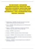 NU 606 EXAM 1 ADVANCED  PATHOPHYSIOLOGY PRACTICE TEST  2025&sol;2026 ACCURATE QUESTIONS AND  VERIFIED CORRECT SOLUTIONS WITH  RATIONALES &vert;&vert; 100&percnt; GUARANTEED PASS   <RECENT VERSION> 