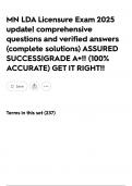 MN LDA Licensure Exam 2025 update&vert; comprehensive questions and verified answers &lpar;complete solutions&rpar; ASSURED SUCCESS&vert;GRADE A&plus;&excl;&excl; &lpar;100&percnt; ACCURATE&rpar; GET IT RIGHT&excl;&excl;