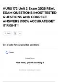 NURS 172 Unit 2 Exam 2025 REAL EXAM QUESTIONS &vert;MOST TESTED QUESTIONS AND CORRECT ANSWERS &vert;100&percnt; ACCURATE&vert;GET IT RIGHT&excl;&excl;