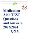 Medication Aide TEST Questions and Answers 100&percnt; Pass