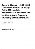 General Biology I - BSC 1010C - Cumulative Final Exam Study Guide 2025 update&vert; comprehensive questions and verified answers &lpar;complete solutions&rpar; Exam &vert;GRADE A&plus;&excl;&excl;