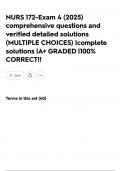 NURS 172-Exam 4 &lpar;2025&rpar; comprehensive questions and verified detailed solutions &lpar;MULTIPLE CHOICES&rpar; &vert;complete solutions &vert;A&plus; GRADED &vert;100&percnt; CORRECT&excl;&excl;