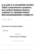 S-13 AND S-14 STANDPIPE SYSTEM &lpar;2025&rpar; comprehensive questions and verified detailed solutions ALREADY A&plus; GRADED HIGHLY RECOMMENDED&vert;100&percnt; CORRECT&excl;&excl;