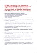 ARC RTE &lpar;American Red Cross Responding to Emergencies&rpar; First Aid Exam A features accurate and verified questions covering emergency response procedures&comma; first aid for injuries and sudden illnesses&comma; CPR&comma; AED usage&comma; scene safety&comma; and legal consideration