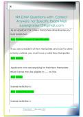 NH DMV Questions with  Correct  Answers  for Specific Exam Mail  supergrades12&commat;gmail&period;com 