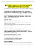 PNLE PSYCHIA EXAM QUESTIONS WITH DETAILED VERIFIED ANSWER
