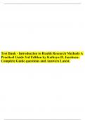 Introduction to Health Research Methods &ndash; A Practical Guide &lpar;3rd Edition&comma; Kathryn H&period; Jacobsen&rpar; &ndash; Complete Test Bank with Questions and Answers