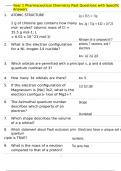 Year 1 Pharmaceutical Chemistry Past Questions with Specific Answers