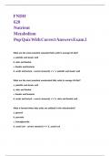 FNDH 620 Nutrient Metabolism Pop Quiz with Correct Answers Exam 2&period;