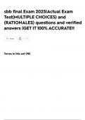 sbb final Exam 2025&vert;Actual Exam Test&lpar;MULTIPLE CHOICES&rpar; and &lpar;RATIONALES&rpar; questions and verified answers &vert;GET IT 100&percnt; ACCURATE&excl;&excl;