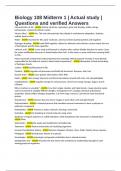 Biology 108 Midterm 1 &vert; Actual study &vert; Questions and verified Answers