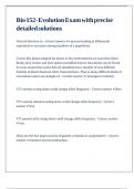 Bio 152- Evolution Exam with precise detailed solutions