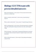 Biology 152 UTM exam with precise detailed answers
