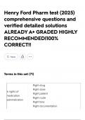 Henry Ford Pharm test &lpar;2025&rpar; comprehensive questions and verified detailed solutions ALREADY A&plus; GRADED HIGHLY RECOMMENDED&vert;100&percnt; CORRECT&excl;&excl;