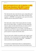 NUR 105 ESSENTIALS OF NURSING CARE Final Exam Questions with 100&percnt; Correct Answers Latest Versions 2025 Graded A&plus;