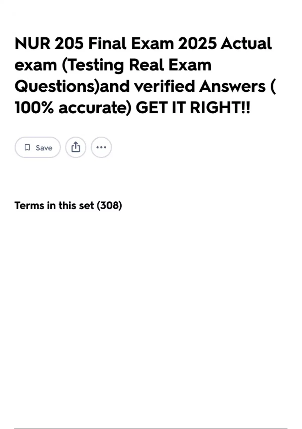 NUR 205 Final Exam 2025 Actual exam (Testing Real Exam Questions)and ...