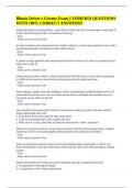 Illinois Driver's License Exam &vert;&vert; VERIFIED QUESTIONS WITH 100&percnt; CORRECT ANSWERS&excl;&excl;