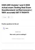 NGR 6301 Module 1 and 2 2025 Actual exam &lpar;Testing Real Exam Questions&rpar;and verified Answers &lpar; 100&percnt; accurate&rpar; GET IT RIGHT&excl;&excl;