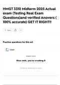 HMGT 3310 Midterm 2025 Actual exam &lpar;Testing Real Exam Questions&rpar;and verified Answers &lpar; 100&percnt; accurate&rpar; GET IT RIGHT&excl;&excl;