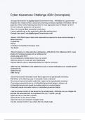 Cyber Awareness Challenge 2024 &lpar;Incomplete questions and answers &colon; 100&percnt; Correct Solutions &lpar;Complete Verified Answers&rpar; A&plus; GRADE&excl;&excl;&excl;&excl;