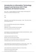 Introduction to Information Technology Support and Services Unit 5 Test Questions All Solved Correct&period;