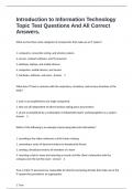 Introduction to Information Technology Topic Test Questions And All Correct Answers&period;