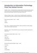 Introduction to Information Technology Final Test Solved Correct&period;