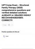 MFT Comp Exam - Structural Family Therapy &lpar;2025&rpar; comprehensive questions and verified detailed solutions ALREADY A&plus; GRADED HIGHLY RECOMMENDED&vert;100&percnt; CORRECT&excl;&excl;
