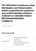 FSC 325 EXAM 3 Continuous Heat Sterilization and Pasteurization &lpar;2025&rpar; comprehensive questions and verified detailed solutions ALREADY A&plus; GRADED HIGHLY RECOMMENDED&vert;100&percnt; CORRECT&excl;&excl;