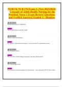 NUR176&sol; NUR 176 Exam 3&colon; &lpar;New 2023&sol;2024&rpar; Concepts of Adult Health Nursing for the Practical Nurse I Exam Review&vert; Questions and Verified Answers&vert; Graded A - Hondros