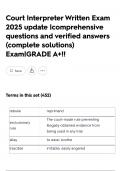 Court Interpreter Written Exam 2025 update&vert;comprehensive questions and verified answers &lpar;complete solutions&rpar; Exam&vert;GRADE A&plus;&excl;&excl;