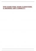 DIVE GUIDE FINAL EXAM A QUESTIONS & ANSWERS 100&percnt; CORRECT&excl;&excl;