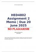 HED4802 Assignment 2 Memo &vert; Due 20 June 2025