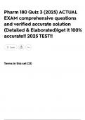 Pharm 180 Quiz 3 &lpar;2025&rpar; ACTUAL EXAM comprehensive questions and verified accurate solution &lpar;Detailed & Elaborated&rpar;&vert;get it 100&percnt; accurate&excl;&excl; 2025 TEST&excl;&excl;