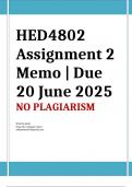 HED4802 Assignment 2 Memo &vert; Due 20 June 2025 &bull;&Tab;Course &bull;&Tab;Curriculum Studies &lpar;HED4802&rpar;