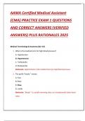 AAMA Certified Medical Assistant  &lpar;CMA&rpar; PRACTICE EXAM 1 QUESTIONS  AND CORRECT ANSWERS &lpar;VERIFIED  ANSWERS&rpar; PLUS RATIONALES 2025