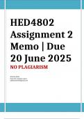 HED4802 Assignment 2 Memo &vert; Due 20 June 2025 &bull;&Tab;Course &bull;&Tab;Curriculum Studies &lpar;HED4802&rpar;
