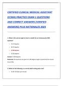 CERTIFIED CLINICAL MEDICAL ASSISTANT  &lpar;CCMA&rpar; PRACTICE EXAM 1 QUESTIONS  AND CORRECT ANSWERS &lpar;VERIFIED  ANSWERS&rpar; PLUS RATIONALES 2025