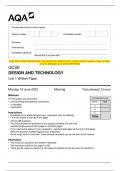 2023 AQA GCSE DESIGN AND TECHNOLOGY 8552&sol;W Unit 1 Written Paper Question Paper & Mark scheme &lpar;Merged&rpar; June 2023 &lbrack;VERIFIED&rsqb;