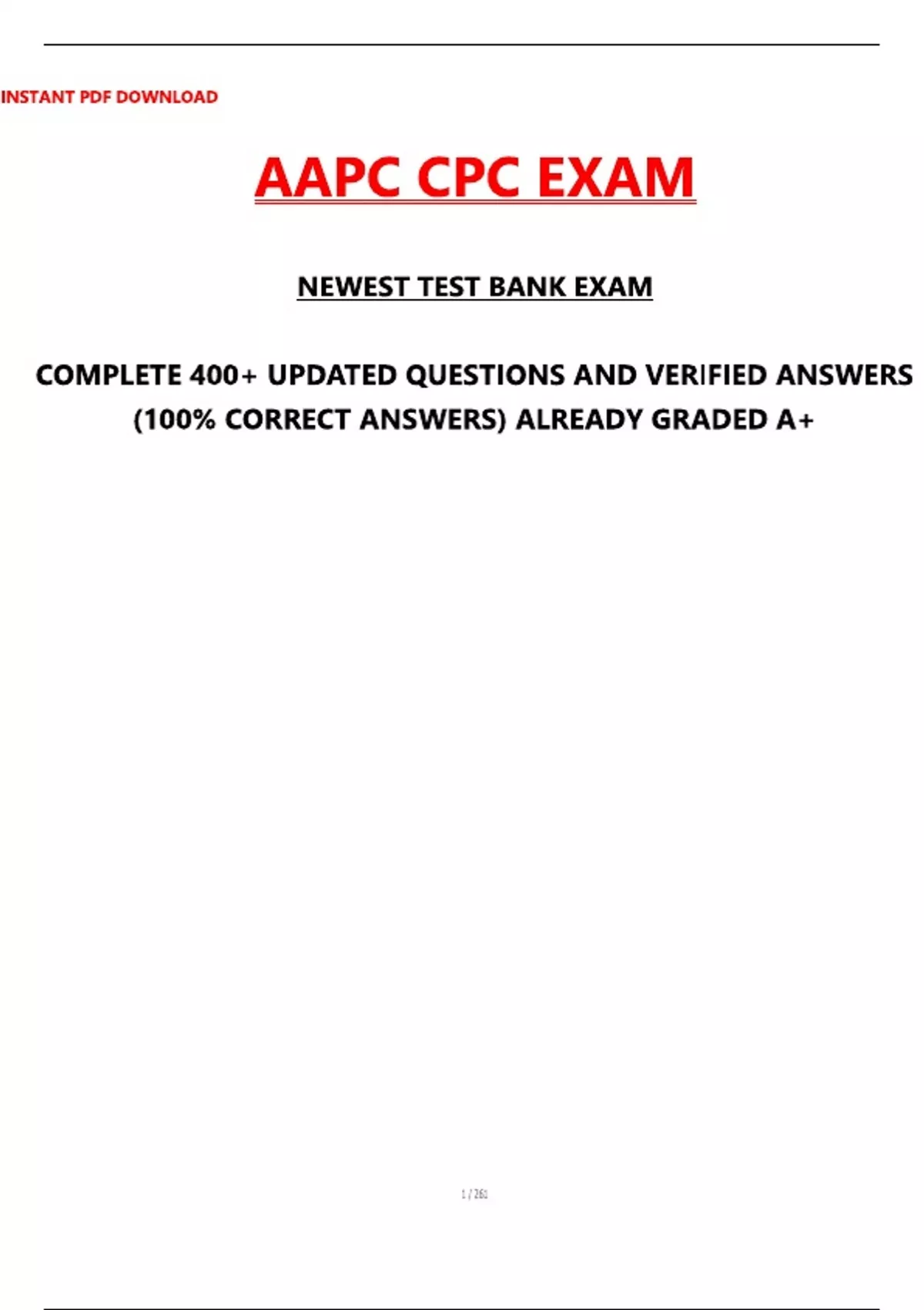 AAPC CPC Exam 2025/2026 – Complete Test Bank with 400+ Updated ...