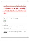 Certified Bookkeeper &lpar;CB&rpar; Practice Exam 2 QUESTIONS AND CORRECT ANSWERS  &lpar;VERIFIED ANSWERS&rpar; PLUS RATIONALES  2025