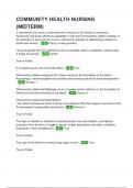 COMMUNITY HEALTH NURSING &lpar;MIDTERM&rpar; Test Questions and answers With Verified Solutions