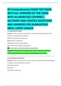 ATI Comprehensive EXAM TEST BANK  WITH ALL VERSIONS OF THE EXAM  WITH ALLMODULES COVERED &vert;  ACCURATE AND VERIFIED QUESTIONS  AND ANSWERS FOR GUARANTEED  PASS&vert; LATEST UPDATE  