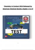 Test Bank for Chemistry in Context&comma; 10th Edition 2024 Released By American Chemical Society&comma; All Chapters 1 to 14 Covered&comma; Verified Latest Edition
