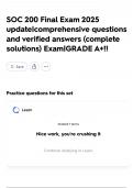 SOC 200 Final Exam 2025 update&vert;comprehensive questions and verified answers &lpar;complete solutions&rpar; Exam&vert;GRADE A&plus;&excl;&excl;